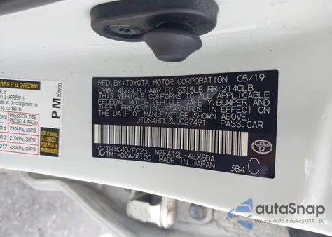 2020 Toyota Corolla Se z USA, uszkodzony, nr VIN JTDS4RCE3LJ027491